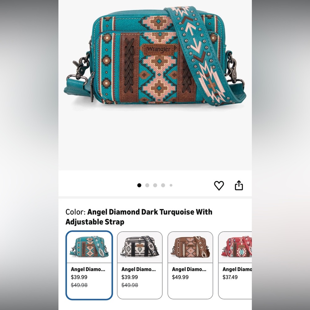 Wrangler Blue and Brown Southwestern Tote Bag, purse, and wallet set(Best offer) - Picture 5 of 16
